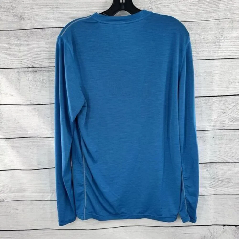 Prana Shirt Calder Long‎ Sleeve Performance Blue Mens Size Small Gym Hiking
